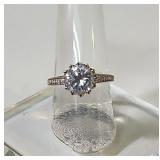 Sterling Silver clear stone ring sz 7