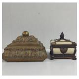 Gilded Storage Boxes One has chipped lid as