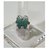 BELL Sterling Silver Inlay Butterfly ring sz 7