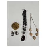Vintage Earrings, Celluloid brouch and statement