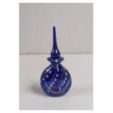 Vintage Perfume Bttle Cobalt Blue Iridescent Blue