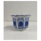 Blue And White Floral Planter