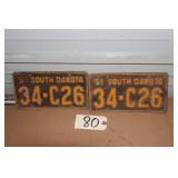 1951 SD license plates, pair