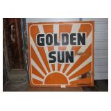 Golden Sun metal with wood backing sign