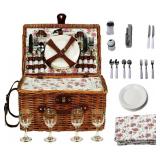 Picnic Basket for 4 Persons Wicker Picnic Set wit