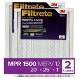Filtrete 20x25x1 Air Filter MPR 1500 MERV 12, Hea