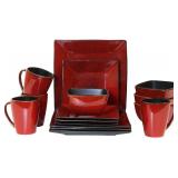 Elama Stoneware Square Dinnerware Dish Set, 16 Pi