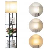 SUNMORY Floor Lamp with Shelves, Modern Square St