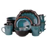 Elama's Mystic Waves 16 Piece Dinnerware Set;
