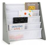 Humble Crew, Grey/White Kids Book Rack Storage Bo