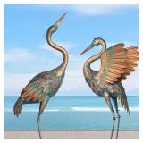 Oritty 33-37 Inch Metal Crane Garden Statue Décor