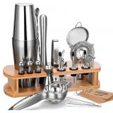 24-Piece Cocktail Shaker Bartender Kit with Stand
