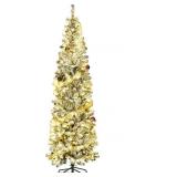 HOLLO STAR 7ft Snow Artificial Pencil Christmas T