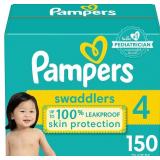 Diapers Size 4, 150 Count - Pampers Swaddlers Dis