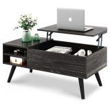 WLIVE Wood Lift Top Coffee Table with Hidden Comp