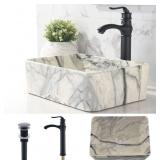 black Bathroom Vessel Sink and Faucet Combo -VOKI black Bathroom Vessel Sink and Faucet Combo -VOKI