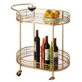 glitzhome 30.75' H Oval Gold Bar Cart with 4 Whee glitzhome 30.75' H Oval Gold Bar Cart with 4 Whee