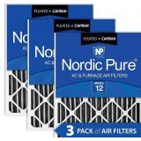 Nordic Pure 20x25x2 MERV 12 Pleated Plus Carbon A Nordic Pure 20x25x2 MERV 12 Pleated Plus Carbon A