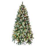 HOLLO STAR 7ft Pre-Lit Snow Artificial Christmas HOLLO STAR 7ft Pre-Lit Snow Artificial Christmas