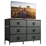 WLIVE Wide Dresser with 6 Drawers, Industrial TV WLIVE Wide Dresser with 6 Drawers, Industrial TV