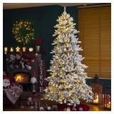 Glitzhome 9ft Pre-lit Snow Flocked Fir Artificial Glitzhome 9ft Pre-lit Snow Flocked Fir Artificial