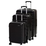 Amazon Basics 3-Piece Set Hardside Spinner, Black Amazon Basics 3-Piece Set Hardside Spinner, Black