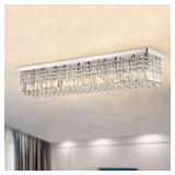Modern Rectangle Crystal Chandelier, Siljoy Flush Modern Rectangle Crystal Chandelier, Siljoy Flush