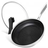 MICHELANGELO Stainless Steel Frying Pan with Lid, MICHELANGELO Stainless Steel Frying Pan with Lid,