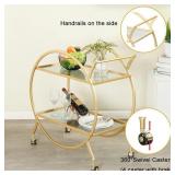 HEONITURE Bar Cart with 2 Mirrored Shelves, Moder HEONITURE Bar Cart with 2 Mirrored Shelves, Moder