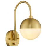 LMS Modern Wall Lamp with White Globe Glass, Gold LMS Modern Wall Lamp with White Globe Glass, Gold