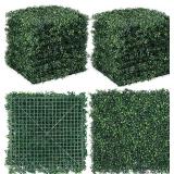 12 PCS Artificial Boxwood Grass Wall Panels, Topi 12 PCS Artificial Boxwood Grass Wall Panels, Topi