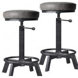 BOKKOLIK Rusitc Swivel PU Seat Bar Stools Industr BOKKOLIK Rusitc Swivel PU Seat Bar Stools Industr