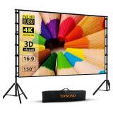 Projector Screen and Stand,Towond 150 inch Indoor Projector Screen and Stand,Towond 150 inch Indoor
