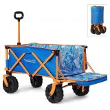 Beach Wagon Cart with Big Wheels, Collapsible Uti Beach Wagon Cart with Big Wheels, Collapsible Uti
