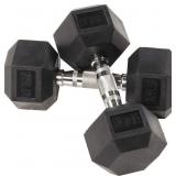 Sporzon! Rubber Encased Hex Dumbbell; Style: 25 P Sporzon! Rubber Encased Hex Dumbbell; Style: 25 P
