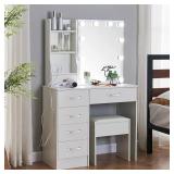 saicheng Modern Vanity Table Set with Stool, Whit saicheng Modern Vanity Table Set with Stool, Whit