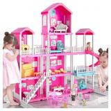 TEMI Dream House Doll House with 2 Doll Toy Figur TEMI Dream House Doll House with 2 Doll Toy Figur