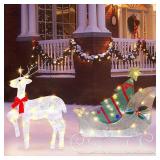 ATDAWN Lighted Christmas Reindeer Sleigh Outdoor ATDAWN Lighted Christmas Reindeer Sleigh Outdoor