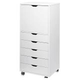 DEVAISE 5-Drawer Wood Dresser with Top Cabinet St DEVAISE 5-Drawer Wood Dresser with Top Cabinet St