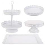 TOPZEA Set of 4 Cake Stands, White Metal Cupcake TOPZEA Set of 4 Cake Stands, White Metal Cupcake