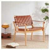 Soohow Scandinavian Cognac Woven Leather Chair, B Soohow Scandinavian Cognac Woven Leather Chair, B
