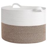 INDRESSME XXXLarge Cotton Rope Basket 21.7' x 21. INDRESSME XXXLarge Cotton Rope Basket 21.7' x 21.