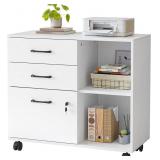 FEZIBO 3-Drawer Mobile File Cabinet, Lateral Fili FEZIBO 3-Drawer Mobile File Cabinet, Lateral Fili
