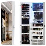 Vlsrka 47.2' LED Jewelry Mirror Cabinet, Wall/Doo Vlsrka 47.2' LED Jewelry Mirror Cabinet, Wall/Doo