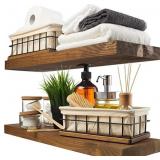 BAOBAB WORKSHOP Wood Floating Shelves Set of 2 - BAOBAB WORKSHOP Wood Floating Shelves Set of 2 -