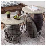 Lavish Home (Gray) Nesting End Tables with Storag Lavish Home (Gray) Nesting End Tables with Storag
