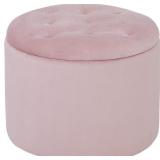 PINPLUS Round Pouf Storage Ottoman, Pink Velvet L PINPLUS Round Pouf Storage Ottoman, Pink Velvet L
