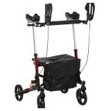 HOMCOM Adjustable Aluminum Upright Rollator Walke HOMCOM Adjustable Aluminum Upright Rollator Walke