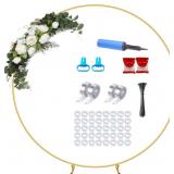 6.56FT Gold Round Wedding Arch Stand, Metal Circl 6.56FT Gold Round Wedding Arch Stand, Metal Circl