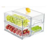 YouLike 4pack Fridge drawer pull-Out Bin Stackabl YouLike 4pack Fridge drawer pull-Out Bin Stackabl